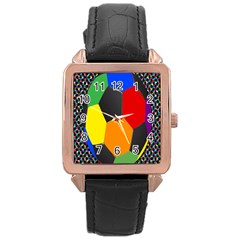 Team Soccer Coming Out Tease Ball Color Rainbow Sport Rose Gold Leather Watch  by Mariart