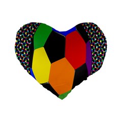 Team Soccer Coming Out Tease Ball Color Rainbow Sport Standard 16  Premium Flano Heart Shape Cushions by Mariart