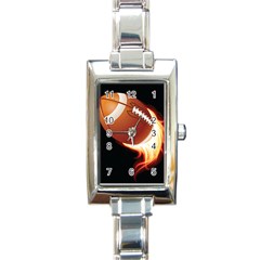 Super Football American Sport Fire Rectangle Italian Charm Watch by Mariart