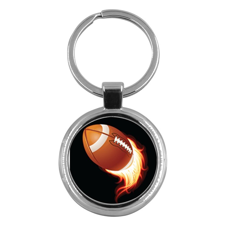 Super Football American Sport Fire Key Chains (Round) 