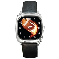 Super Football American Sport Fire Square Metal Watch by Mariart