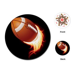 Super Football American Sport Fire Playing Cards (round)  by Mariart