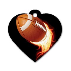 Super Football American Sport Fire Dog Tag Heart (one Side) by Mariart