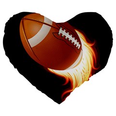 Super Football American Sport Fire Large 19  Premium Heart Shape Cushions by Mariart