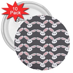 Tagged Bunny Illustrator Rabbit Animals Face 3  Buttons (10 Pack) 