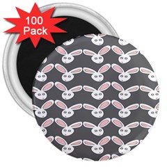 Tagged Bunny Illustrator Rabbit Animals Face 3  Magnets (100 Pack)