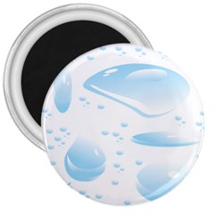 Water Drops Bubbel Rain Blue Circle 3  Magnets by Mariart