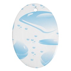 Water Drops Bubbel Rain Blue Circle Oval Ornament (two Sides) by Mariart