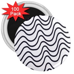 Wave Waves Chefron Line Grey White 3  Magnets (100 Pack)