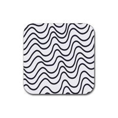 Wave Waves Chefron Line Grey White Rubber Coaster (square)  by Mariart