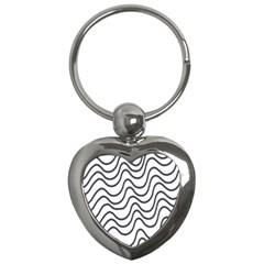 Wave Waves Chefron Line Grey White Key Chains (heart)  by Mariart