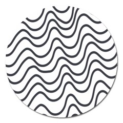 Wave Waves Chefron Line Grey White Magnet 5  (round) by Mariart