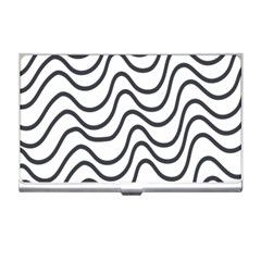 Wave Waves Chefron Line Grey White Business Card Holders by Mariart