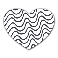 Wave Waves Chefron Line Grey White Heart Mousepads