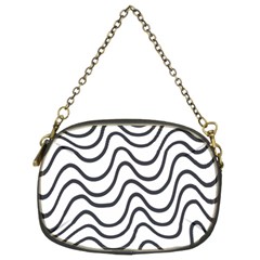Wave Waves Chefron Line Grey White Chain Purses (two Sides) 