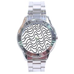 Wave Waves Chefron Line Grey White Stainless Steel Analogue Watch by Mariart