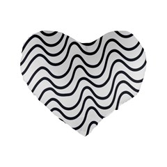 Wave Waves Chefron Line Grey White Standard 16  Premium Heart Shape Cushions