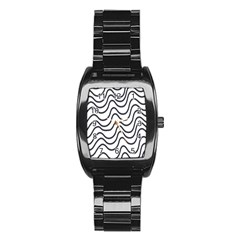 Wave Waves Chefron Line Grey White Stainless Steel Barrel Watch by Mariart