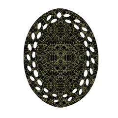 Golden Geo Tribal Pattern Oval Filigree Ornament (two Sides) by dflcprints