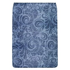 Blue Romantic Flower Pattern Denim Flap Covers (l)  by Ivana