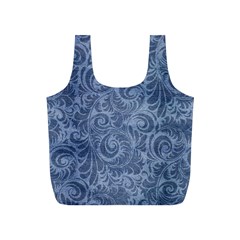 Blue Romantic Flower Pattern Denim Full Print Recycle Bags (s)  by Ivana