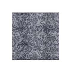 Grey Romantic Flower Pattern Denim Satin Bandana Scarf by Ivana