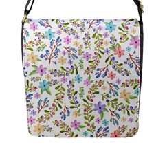 Twigs And Floral Pattern Flap Messenger Bag (l) 