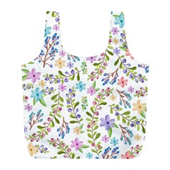 Twigs And Floral Pattern Full Print Recycle Bags (l) 