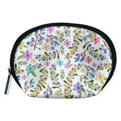 Twigs And Floral Pattern Accessory Pouches (medium)  by Coelfen