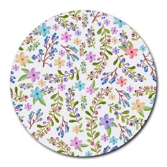 Twigs And Floral Pattern Round Mousepads by Coelfen