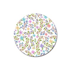 Twigs And Floral Pattern Magnet 3  (round)