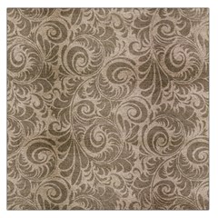 Brown Romantic Flower Pattern Large Satin Scarf (square) by Ivana