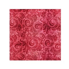 Red Romantic Flower Pattern Small Satin Scarf (square) by Ivana