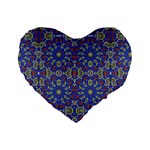 Colorful Ethnic Design Standard 16  Premium Flano Heart Shape Cushions Front
