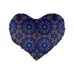 Colorful Ethnic Design Standard 16  Premium Flano Heart Shape Cushions Back