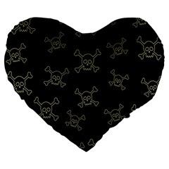 Skull Pattern Large 19  Premium Heart Shape Cushions by ValentinaDesign