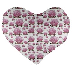 Lotus Large 19  Premium Heart Shape Cushions by ValentinaDesign