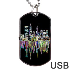 City Panorama Dog Tag Usb Flash (one Side) by Valentinaart