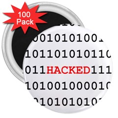 Binary Black Cyber Data Digits 3  Magnets (100 Pack) by Nexatart