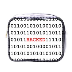 Binary Black Cyber Data Digits Mini Toiletries Bags by Nexatart