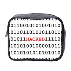 Binary Black Cyber Data Digits Mini Toiletries Bag 2-side by Nexatart