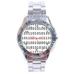 Binary Black Cyber Data Digits Stainless Steel Analogue Watch by Nexatart