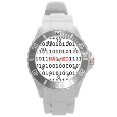 Binary Black Cyber Data Digits Round Plastic Sport Watch (l) by Nexatart