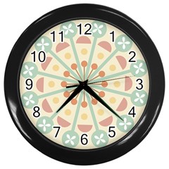 Blue Circle Ornaments Wall Clocks (Black)