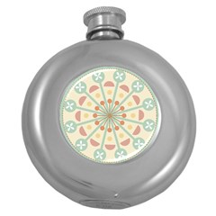 Blue Circle Ornaments Round Hip Flask (5 oz)