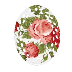 Flower Rose Pink Red Romantic Ornament (oval Filigree)