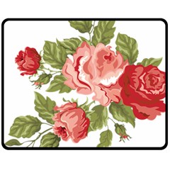 Flower Rose Pink Red Romantic Double Sided Fleece Blanket (medium) 