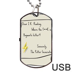 Dear J K  Rowling    Dog Tag Usb Flash (two Sides) by badwolf1988store