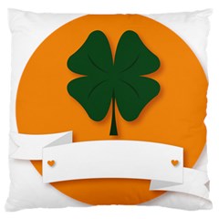 St Patricks Day Ireland Clover Large Flano Cushion Case (two Sides)