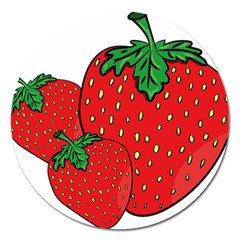 Strawberry Holidays Fragaria Vesca Magnet 5  (round) by Nexatart